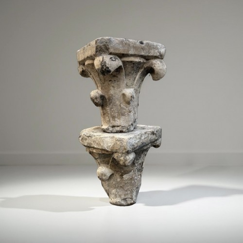 Moyen Âge - Paire de chapiteaux médiévaux en marbre, Lombardie XIIe siècle