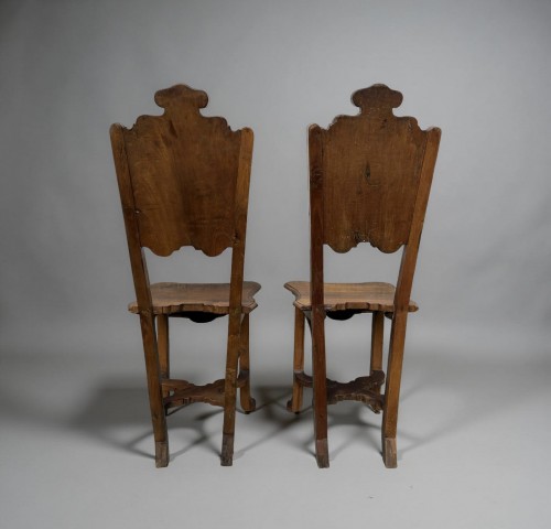 Paire de chaises narquetés de Vénétie, début XVIIIe siècle - Antichità San Felice
