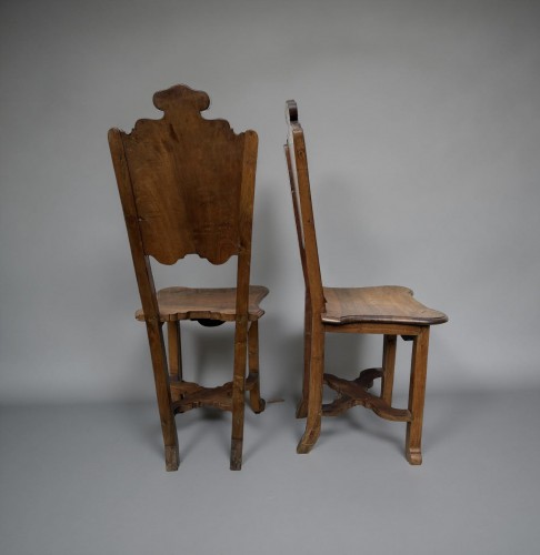 XVIIIe siècle - Paire de chaises narquetés de Vénétie, début XVIIIe siècle