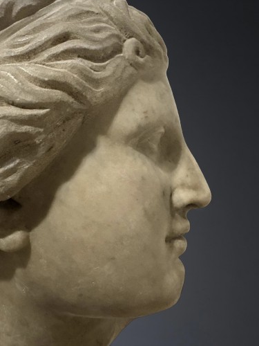 Tête en Marbre de la Vénus de Médicis XVIIe siècle - Sculpture Style Louis XIV