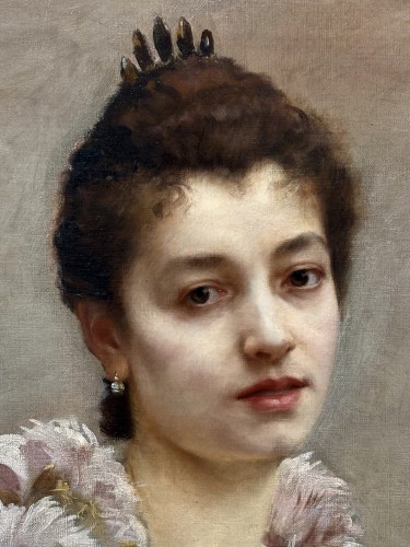 Gaston Charpentier-Bosio (1858-1923) Portrait de Jeune Fille - Tableaux et dessins Style Napoléon III