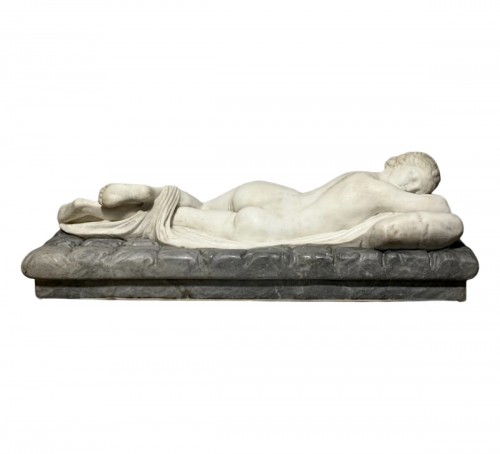 Hermaphrodite Endormi grande Sculpture Néoclassique en Marbre