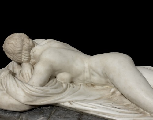 Sculpture  - Sleeping Hermaphroditus, Large Neoclassical White Marble Sculpture