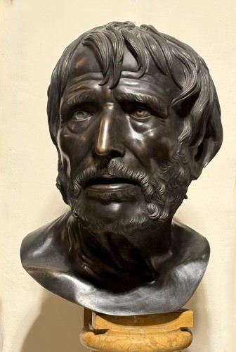 Bronze Grand Tour Pseudo-Sénèque fin 18e - Sculpture Style Directoire