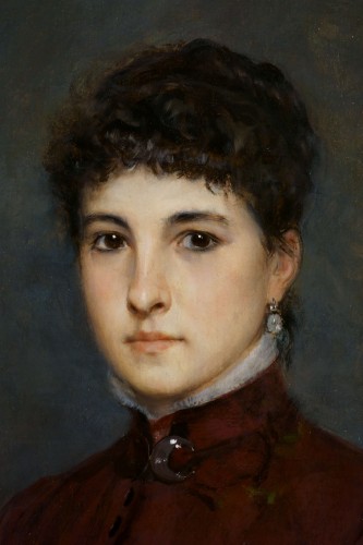 Léon Herbo (1850-1907) Grand Portrait de jeune femme, daté 1884 - Antichità San Felice