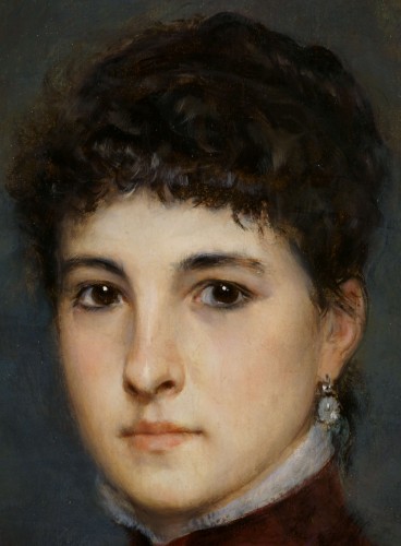 Léon Herbo (1850-1907) Grand Portrait de jeune femme, daté 1884 - Napoléon III
