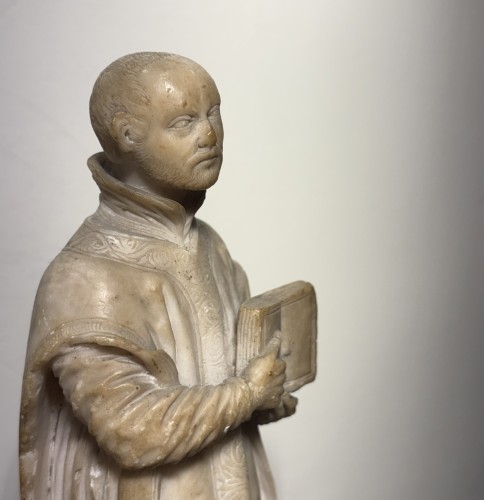 Religious Antiques  - 17th Italian Baroque Alabaster Sculpture Of Saint Ignatius Of Loyola