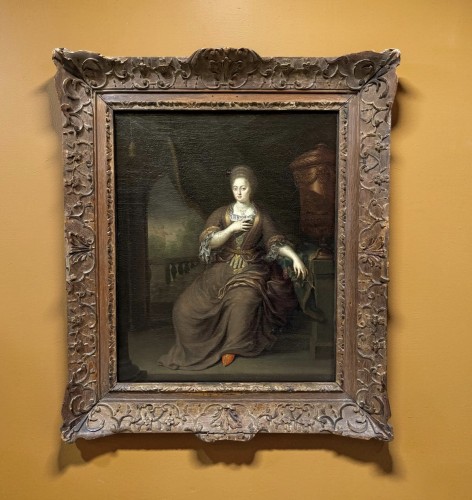 Gerard Wigmana (1673-1741) Portrait de dame - Tableaux et dessins Style Régence
