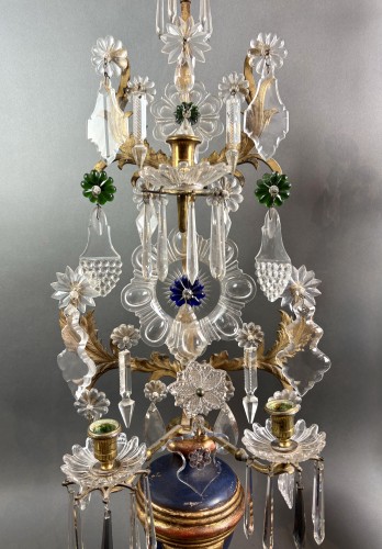 Lighting  - Pair Of Louis XVI-style Windmill Candlesticks In Crystal And Gilded Bronze