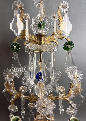 18th century - Pair Of Louis XVI-style Windmill Candlesticks In Crystal And Gilded Bronze
