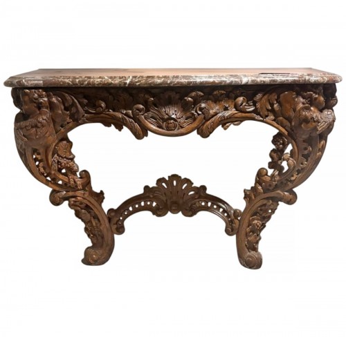 Grande console Louis XV en bois naturel