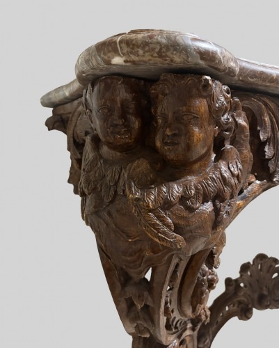 Large French Louis XV Console Table In Natural Wood - Furniture Style Louis XV