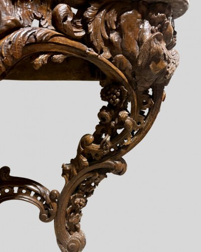 Large French Louis XV Console Table In Natural Wood - 