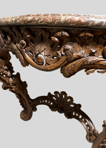 Large French Louis XV Console Table In Natural Wood - Louis XV
