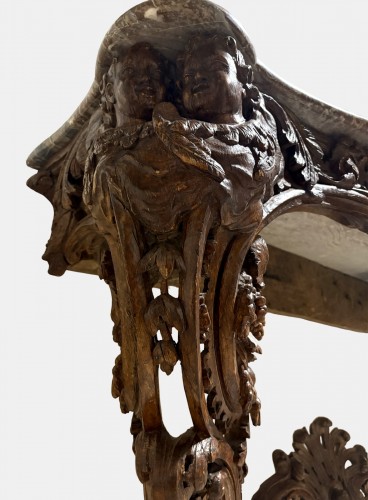 Louis XV - Large French Louis XV Console Table In Natural Wood
