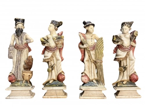 "The Four Seasons," 17th Polychrome Alabaster Group From Northern Italy