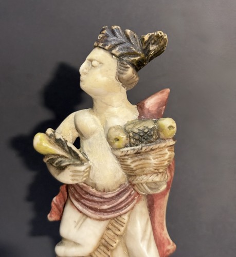 Sculpture  - "The Four Seasons," 17th Polychrome Alabaster Group From Northern Italy