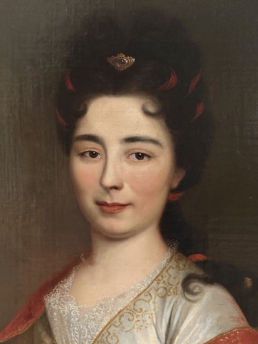 Portrait de Dame, école française début 18e siècle - Tableaux et dessins Style Louis XIV
