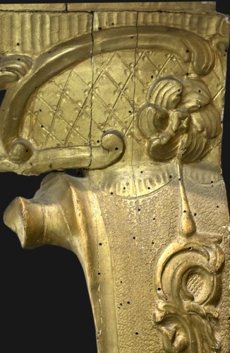 18th Italian Rococo-style Console Table In Gilded Wood Grotesque Mask - Louis XV