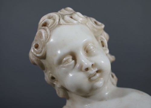 Niccolò Tribolo (1500-1558) cercle de, Important Putto en marbre sculpté - Sculpture Style Louis XIV