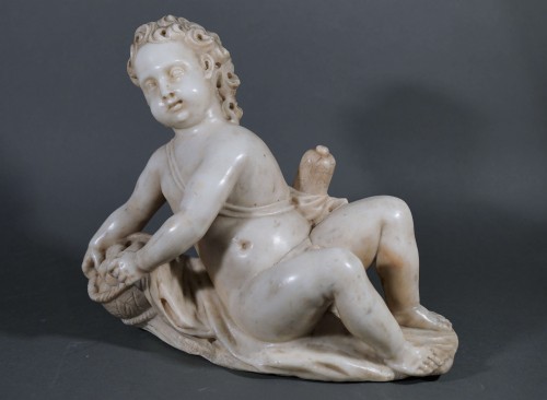 Sculpture Sculpture en Marbre - Niccolò Tribolo (1500-1558) cercle de, Important Putto en marbre sculpté