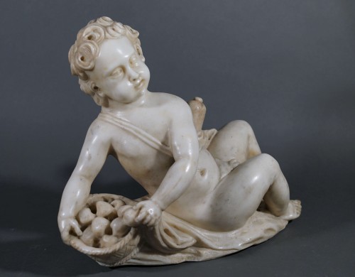 Niccolò Tribolo (1500-1558) cercle de, Important Putto en marbre sculpté - Antichità San Felice