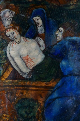 Plaque en émail peinte polychrome, Limoges milieu du 16e siècle - Art sacré, objets religieux Style Renaissance