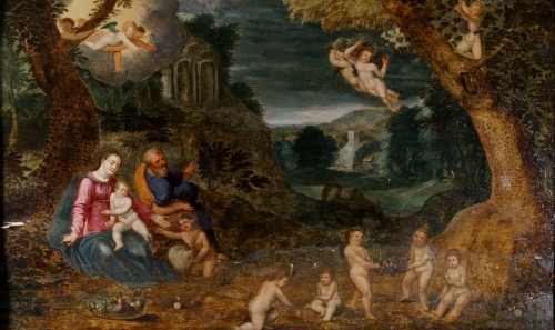 Le repos pendant la fuite en Egypte – Attribué à Jan Brueghel II et Peter Van Avont