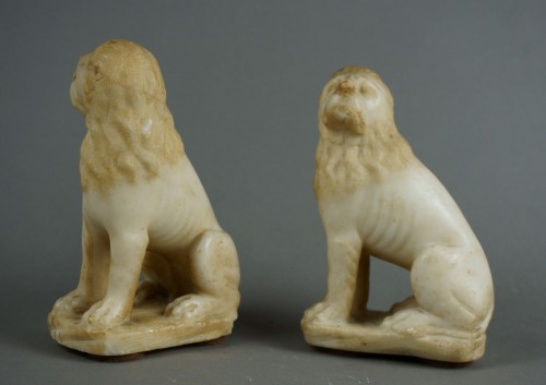 17th Pair of Venetian Marble Lions - Louis XIV