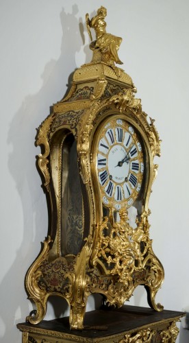 Horlogerie Cartel - Cartel d'applique Louis XV au C couronné Marqueterie Boulle aux cinq couleurs