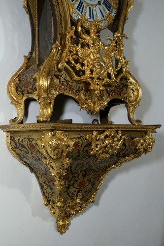 Louis XV Applique Cartel with crowned C Boulle Marquetry in five colors - 