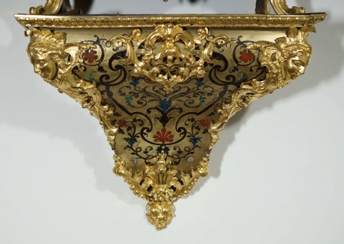Louis XV Applique Cartel with crowned C Boulle Marquetry in five colors - Louis XV