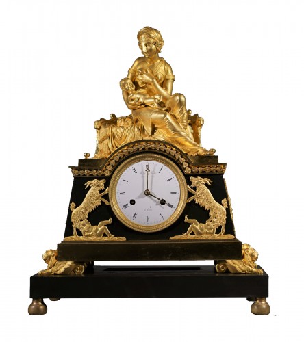 The birth of Napoleon II - Large Empire Bronze Mantel Clock