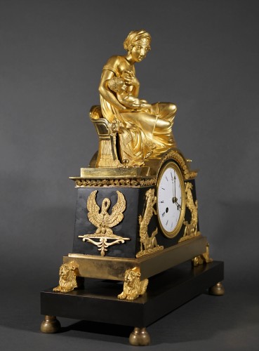 Horology  - Maternity - Large Empire Bronze Mantel Clock