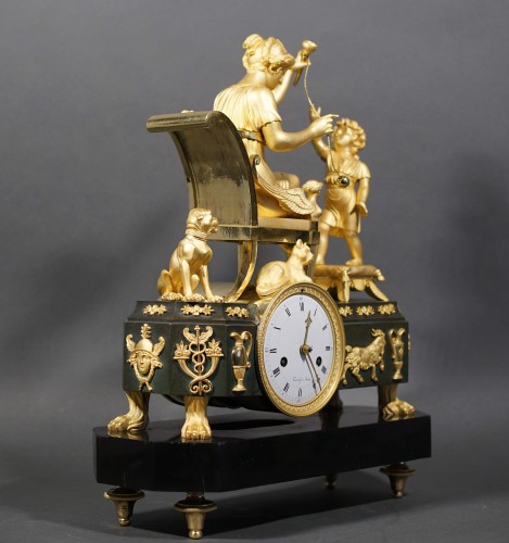 19th century - &quot;The Cup-and_ball Lesson&quot;, Empire Ormolu Bronze Mantel Clock