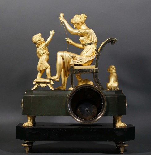 &quot;The Cup-and_ball Lesson&quot;, Empire Ormolu Bronze Mantel Clock - Empire