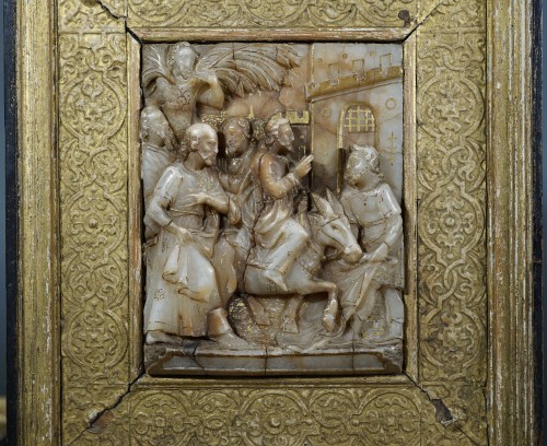 Louis XIII - Paire de plaques en albâtre de Malines début 17e