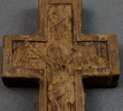 Croix orthodoxe Byzantine bois sculpté et argent du 17e siècle - Louis XIII