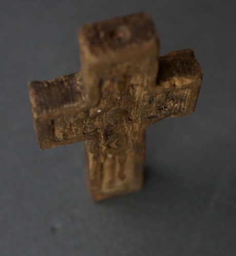 Louis XIII - Croix orthodoxe Byzantine bois sculpté et argent du 17e siècle