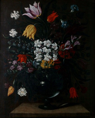 Flowers in Carafe-Giacomo Recco (Napoli, 1603-1653)-Still Life