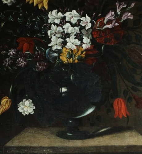 Flowers in Carafe-Giacomo Recco (Napoli, 1603-1653)-Still Life - 