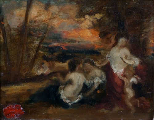 Narcisse Diaz de la Pena  (1807 – 1876) - Nymphes et Cupidon dans la forêt