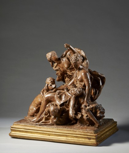 Diana the huntress and a Handmaid tempted by Satyrs  - Sculpture Style 