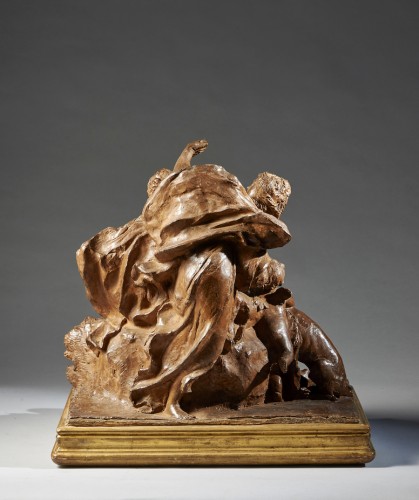 Sculpture Sculpture en Terre cuite - Diane la chasseresse et une Servante tentées par des Satyres