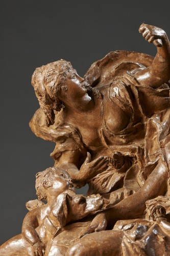 Diana the huntress and a Handmaid tempted by Satyrs  - 