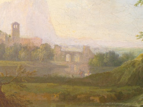 Paysage de campagne romaine, Italie 18e siècle - Tableaux et dessins Style Louis XV