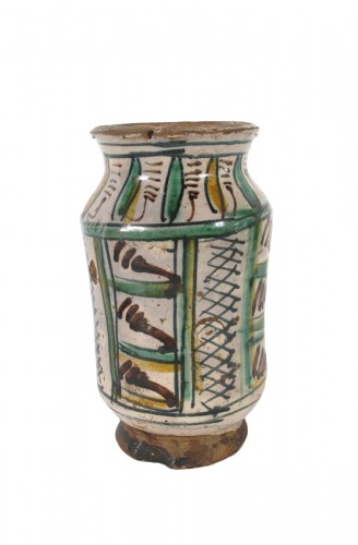 Albarello en majolique polychrome archaïque, Italie centrale XVe siècle