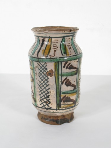 Albarello en majolique polychrome archaïque, Italie centrale XVe siècle - Céramiques, Porcelaines Style 