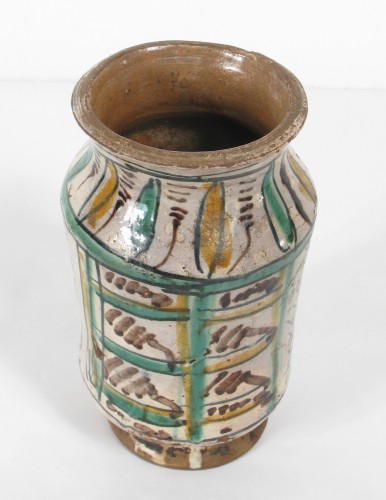 Albarello en majolique polychrome archaïque, Italie centrale XVe siècle - Antichità Santa Giulia