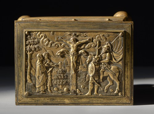 Antiquités - Boîte en bronze et cuivre doré, Europe centrale XVIe siècle